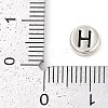 925 Sterling Silver Flat Round with Letter Beads STER-G044-01AS-H-3