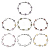 Oval Brass Micro Pave Cubic Zirconia Link Chain Bracelets for Women BJEW-D387-04P-2