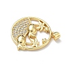 Brass Micro Pave Cubic Zirconia Pendants KK-P330-07C-G-2