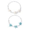 2Pcs 2 Colors Synthetic Turquoise Beaded Bangles BJEW-JB11588-2