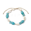 Natural Mixed Cowrie Shell with Synthetic Turquoise Beaded Anklets AJEW-AN00596-01-1