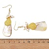Ocean Shell Pearl & Electroplated Natural Freshwater Shell Dangle Earrings for Women EJEW-JE07400-6