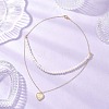 Natural Cultured Freshwater Pearl Potato Beaded Brass Heart with Letter Pendant Double Layer Necklaces NJEW-JN05392-02-1