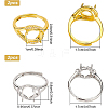 BENECREAT 4Pcs 2 Style Adjustable Brass Finger Ring Components KK-BC0008-23-2