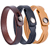 3Pcs 3 Colors Leather Cord Snap Bracelets BJEW-CL0001-06-7