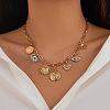 Summer Beach Iron & Alloy Pave Clear Cubic Zirconia Sun Heart Evil Eye Bib Necklaces FS-WG54A68-06-1