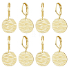 4 Pairs Brass Textured Flat Round Leverback Earrings EJEW-HS0001-22G-1