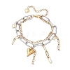 304 Stainless Steel Paperclip Chains and Curb Chains Multi-layered Bracelets BJEW-JB12750-2