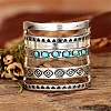 Alloy with Synthetic Turquoise Finger Rings FS-WG0500F-03-1