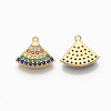 Brass Colorful  Cubic Zirconia Charms ZIRC-Q021-037G-NF-2
