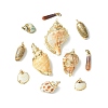 16pcs 8 Styles Electroplated Natural Mixed Shell Big Pendants SSHEL-CJ0001-21-8