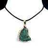 Electroplated Raw Natural Green Aventurine Neggets Pendant Black Wax Cord Necklaces FS-WG48460-13-1