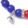 2Pcs 10mm Round Opalite & Pink Glass & Red Glass & Blue Cat Eye Beaded Stretch Bracelet Sets for Lover BJEW-JB10325-02-5