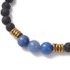 Natural & Synthetic Gemstone Round Beaded Stretch Bracelets for Men Women BJEW-JB12263-02-3