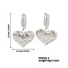 French Style Heart Brass Clear Cubic Zirconia Hoop Earrings OS1413-1-2