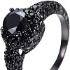 Flat Round Brass Jet Rhinestone Finger Rings FS-WG232E0-03-3