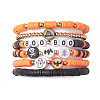 6Pcs 6 Styles Halloween Handmade Polymer Clay Beaded Stretch Bracelets Sets X1-BJEW-TA00490-1