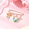 Flower & Bee Iron & Alloy Enamel Charm Brooches JEWB-BR00187-01-1