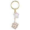 Glass Seed Bead Cube with Acrylic Star Keychain KEYC-MZ00027-05-1