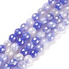 Round Natural Electroplated Blue Agate Beads G-P447-A04-01-1