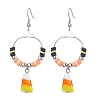 Halloween Candy Corn Handmade Lampwork & Polymer Clay Dangle Earrings for Women EJEW-JE05893-01-1