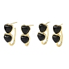 Valentine's Day Heart Natural Obsidian Stud Earrings EJEW-T053-01G-10-4