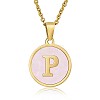Natural Shell Initial Letter Pendant Necklace LE4192-19-1