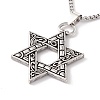 Alloy David Star Pendant Necklace with 201 Stainless Steel Box Chains NJEW-E016-16AS-1