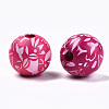 Printed Natural Wooden Beads WOOD-R270-11F-2
