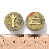 Brass Elder Futhark Alphabet Engraved Symbol Flat Round Natural Unakite Rune Stones G-I373-01E-3