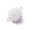 Halloween Glass Peal & Glass Seed Beaded Round Eye Links Connector Charms PALLOY-MZ00948-06-4
