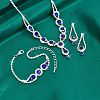 Teardrop Brass Rhinestone Necklaces & Link Bracelets & Stud Earring Sets FS-WGE0FD5-01-2