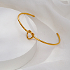304 Stainless Steel Heart Knot Open Cuff Bangles for Women PA0211-3