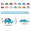CHGCRAFT 56Pcs 14 Colors Zinc Alloy with Enamel Elephant Connector Charms FIND-CA0005-18-2