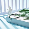 Natural Australian Turquoise(Jasper) Round Beaded Stretch Bracelet with Leaf Charm BJEW-JB07587-02-2