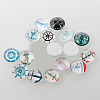 Helm &  Anchor Printed Glass Cabochons GGLA-A002-12mm-WW-1