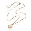 Brass Macrame Pouch Natural Rose Quartz Inside & 304 Stainless Steel Pendant Necklaces for Women NJEW-JN05607-02-4