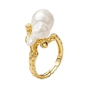 Round Natural Pearl Adjustable Rings RJEW-P113-06G-1