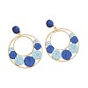 Alloy & Raffia Grass Woven Flower Dangle Stud Earring for Women WG57AD3-03-2