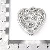 Rack Plating Heart Brass Micro Pave Clear Cubic Zirconia Pendants KK-P287-37P-3