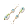 Cowrie Shell Flower Dangle Earrings EJEW-MZ00250-03-4