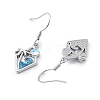 Brass Glass Dangle Earrings EJEW-B134-02-3
