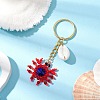 Crab Glass Seed Beads Pendant Keychain HJEW-MZ00106-01-2