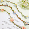 6Pcs 3 Styles Polyester & Linen Flower Rattan Straw Hat Bands AJEW-CN0004-39-3