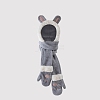Faux Rabbit Fur Hoodie Hat/Scarf/Gloves Set COHT-PW0001-31A-5
