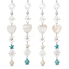 Synthetic Turquoise Starfish Turtle Beads Hanging Suncatchers HJEW-JM03446-2
