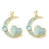 Brass Micro Pave Sky Blue Cubic Zirconia Pendants CU-CBA6938-04G-04-1