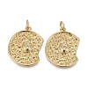 Hammered Brass Micro Pave Clear Cubic Zirconia Pendants KK-F821-19-2