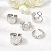 5Pcs 304 Stainless Steel Open Cuff Rings for Women RJEW-K313-08P-1