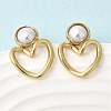 201 Stainless Steel ABS Plastic Pearl Stud Earrings EJEW-Z151-13G-01-3